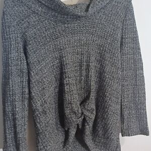 No Boundaries Gray Cowl Neck Sweater